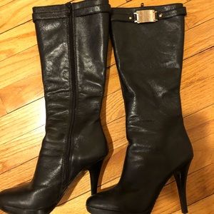 Michael Kors black leather platform boots